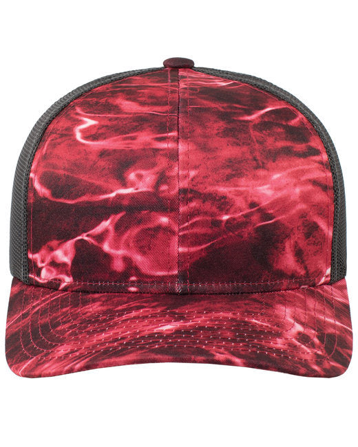 Pacific Headwear 107C Snapback Trucker Hat Doba OS CRIMSON/ LT CHAR
